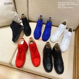 With Box 2024 Red Bottoms Shoes Designer Platform Casual Shoes luxury sneakers Mens Shoes High Top Riveted soled Shoes Womens Summer New Wate QX7A