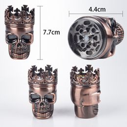 P052 Dab Rig Smoking Pipe Skull Tobacco Herb Grinder 2 Layers Magnetic Spice Crusher Glass Water Bong Tool Hand Grinders