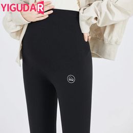 High Waist pregnancy Leggings Skinny Maternity clothes for pregnant women Belly Support Knitted Leggins Body Shaper Trousers 240518