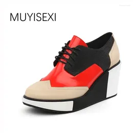 Casual Shoes Creepers Platform Woman Lace Up Mixed Color Dot High Women HL101 MUYISEXI
