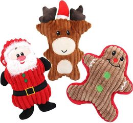 5 Colour Whole Christmas Dog Squeak Toys Puppy Chew Toy Soft Plush Doggy Plaything Sound for Small Medium Dogs Pets Santa Claus4284679