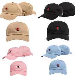 Women Man Baseball Cap Couples Adjustable Rose Flower Embroidered Baseball Cap Casual Cool Harajuku Style Hiphop Visor Hat L203915991