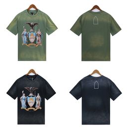 vintage t shirt summer designer shirts graphic tee Who Decides War Washed and aged royal print men's round neck loose cotton T-shirt green black casual loose