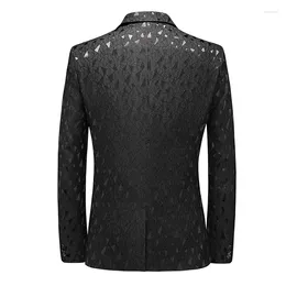 Men's Suits Classic Black Jacquard Suit Business Casual Coat Size 6XL-S Fashion Men Wedding Party Tuxedo Dress Blazers Slim Fit Tops