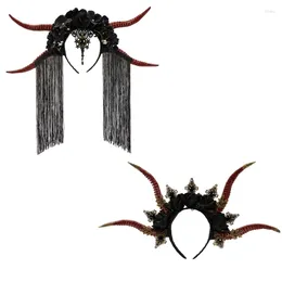 Party Supplies Y166 Dark Series Headband Long Devil Horn Hairhoop Halloween Costume Headwear