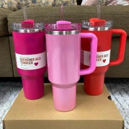 Cosmo Pink Tumblers Winter PINK Shimmery LIMITED EDITION 40 oz Tumblers 40oz Mugs Lid Straw Big Capacity Beer Water Bottle Valentines Day Gift Pink ParadeHJ5.18