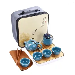 Teaware Sets High-end Travel Tea Set Ceramic Chinese Teapot Porcelain Teaset Gaiwan Cups Of Ceremony Pot With Bag