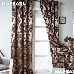 Curtain Napearl European Style Modern Jacquard Window Luxury Semi Blackout Panel Black Brown Living Room Drapery 240115 Drop Delivery Dhqe8
