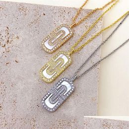 Pendant Necklaces Luxury Necklace Womens Designer Jewellery Woman Paper Clip Shaped 18K Rose Gold Sier Diamond Chains Jewelrys Designers Otys8