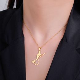 Elegant Cat Riding A Broom Stainless Steel Necklace For Women Cute Kitten Pendant Neck Chain Jewellery Valentine S Day Gift