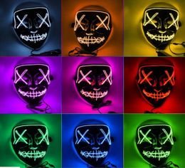 LED light Halloween Mask Party Masks The Purge Election Year Great Funny Masks Festival Cosplay Costume Supplies Glow In Dark6670874