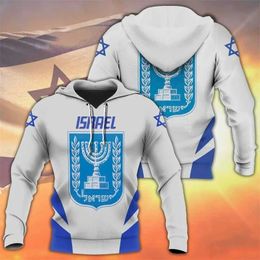 Israeli National emblem Flag 3d printed mens hoodie fashion street hiphop boys children hooded sweatshirt 240508