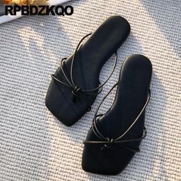 Slippers Flip Flop Toe Ring Comfortable Luxury High Quality Strappy Korean Flats Loop Sandals Women Holiday Soft Shoes 34 Slides