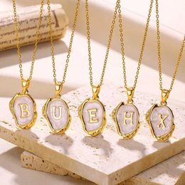 Pendant Necklaces A-Z letter gold-plated stainless steel pendant necklace suitable for womens snake chains initial letter Kravik necklace necklace jewelry J240516