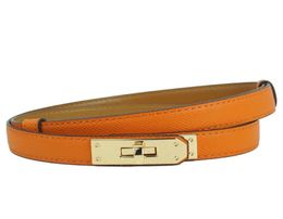 Belts Women Thin Belt Decorative Dress Coat Jeans With Grain Cowhide Elegant Waist Orange BeltBelts4340966