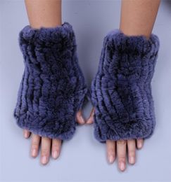 Five Fingers Gloves Fashion Real Rex Rabbit Fur Women's Winter Gloves Genuine Fur Mittens Girl Fingerless Gloves Wrist Warmer Elastic y 2211158101385