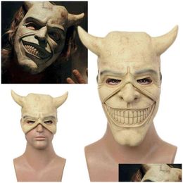 Party Masks Movie The Black Phone Grabber Latex Mask Cosplay Costume Adt Uni Demon Scary Halloween Accessories Props T220727 Drop Deli Otsol