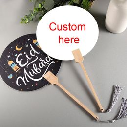 Party Supplies Personalized Wedding Hand Fans With Wooden Handles. Custom Eid Mubarak For Ceremony Favors