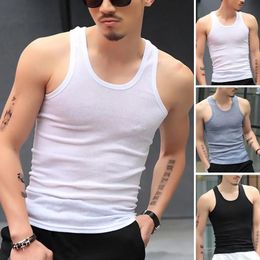 Mens Sleeveless Tank Tops Solid Color Slim Fit Fitness Gym TShirt Workout Undershirt Bodybuilding Running Vest 240516