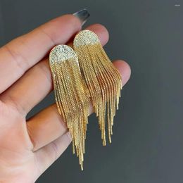 Stud Earrings European And American Niche Design Curved Waterfall Tassels High-end Long For Women Jewelry.