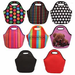 Storage Bags Universal Polka Dots Stripe Bear Insulated Lunch Tote Bag Cooler Box Neoprene Lunchbox Baby Waterproof Handbag Case Free