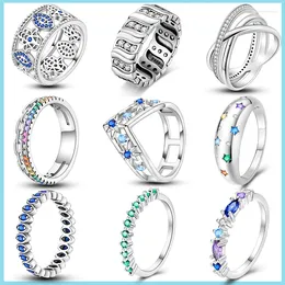 Cluster Rings Engagement For Women 925 Sterling Silver Starlight Wishing Bone Zircon Romantic Wedding Valentine's Day Jewellery
