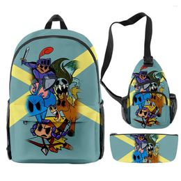 Backpack Fashion Youthful Funny Nobody Saves The World 3pcs/Set 3D Print Bookbag Laptop Daypack Backpacks Chest Bags Pencil Case