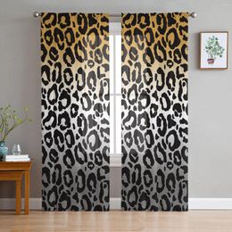 Curtain Leopard Print Animal Skin Texture Gradient Sheer Curtains For Living Room Decor Window Kitchen Tulle Voile