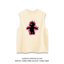 American Style Retro Flame Doll Tank Top Men and Women Summer Fashion Trend Casual Sense of Design Sleeveless T-shirt Harajuku 240517