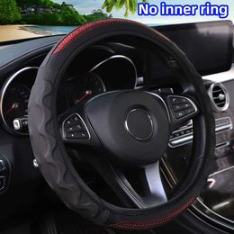 Steering Wheel Covers A leather silicone stereofiber fashion non-slip car steering wheel cover with no inner ring fits 14.1-15 inches T240518