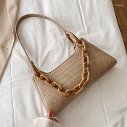 Shoulder Bags Thick Chain Design Small PU Leather For Women 2024 Elegant Handbags Female Travel Crocodile Pattern Hand Bag