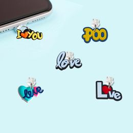 Cell Phone Anti-Dust Gadgets Cartoon Text Shaped Dust Plug Stopper Cap Pendant Anti Plugs Charm For Android Phones Charging Port Type- Otygm