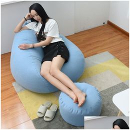 Chair Covers Large Small Lazy Sofa Er Chairs Without Filler Linen Cloth Lounger Seat Bean Bag Pouf Puff Couch Tatami Living Room Bed Dhsvn