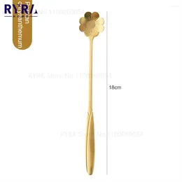 Coffee Scoops Flower Spoon Light Dessert Honey 18cm Long Meticulous Extended Creative Stainless Steel Kitchen Accessories Small