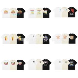 24 American High Street Fashion Brand Rhude Minimalist Letter Print Collection Casual Loose Short Sleeved T-shirt for Both Men and Women