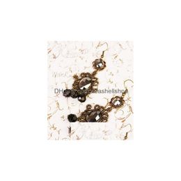Dangle Chandelier Style Korean Version Of The Vintage Beauty Noble Earring Bronze Gun Black Crystal Earrings Fashion Classic Exquisite Dhzgh