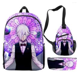 Backpack Hip Hop Novelty Funny Death Parade 3D Print 3pcs/Set Pupil School Bags Travel Laptop Chest Bag Pencil Case