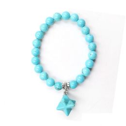 Beaded Natural Stone Crystal Mercaba Bracelet Life Unisex Elastic Gift Drop Delivery Jewellery Bracelets Dhp2T