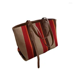 Shoulder Bags Women's Large-capacity Hit Colour Single Version Of The Western Style All-match Vertical Striped Tote Bag