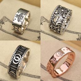 Love Ring Designe Silver Mens Rings Gold Jewelry Engraved Letter Pattern Designer Engagement Rings for Women 6mm B3ny#