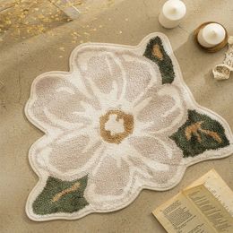 Carpets American style countryside floor mat Nordic Personalised creative flower imitation cashmere carpet doorstep doormat H240517