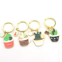 Cute Cactus Key Ring Creative Exquisite Plant Meat Keychain Metal Cartoon Pendant 305t