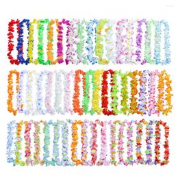 Decorative Flowers 50pcs/pack Artificial Leis Ornaments Durable Silk Cloth Fashion Garland Necklace Colourful Wreath Summer Party Decor