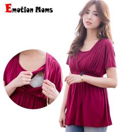 Maternity Tops Tees Solid Maternity Clothes Nursing top Breastfeeding tops pregnancy clothes for Pregnant Women Maternity T-shirt Free shipping Y240518