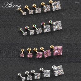 Stud Earrings Alisouy 1 Pair Female With Square Shape Crystal Ear Jewelry For Women Titanium Cute Fashion Studs Earring