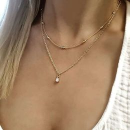 Donne Tewiky, delicata 14K placcata Long lariat semplice cz cz cingo -girocollo collane da donna alla moda in oro regali di gioielli per ragazze