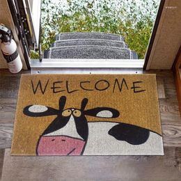 Carpets 1pc Cow Welcome Printed Doormat Bathroom Rug Kitchen Machine Washable Housewarming Gift For Front Door Porch Decoration Carpet