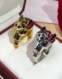 Wedding Rings Couple Black Spot Leopard Head with 3A Cubic Zircon Stone Animal Panther Ring for Men or Women Copper Party jewelry 7126085