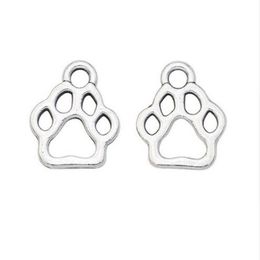 200Pcs alloy Paw Print Charms Antique silver Charms Pendant For necklace Jewellery Making findings 13x11mm 225J