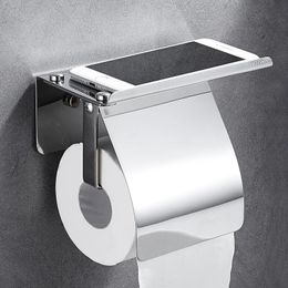 Toilet Paper Holders Space Aluminium Wall Mounted Rolling Tissue Hanger For Phone Tray Storage Rack WC Shelf Bathroom Accessories 240518